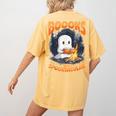 Teacher Halloween Ghost Reading Book Animal Boooks Are Women's Comfort Colors T-Shirt Back Print Mustard Teacher Halloween Ghost Reading Book Animal Boooks Are Women's Comfort Colors T-Shirt Back Print Mustard