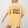 Teacher Halloween School Bus Driver Cute Ghost Witch Party Women's Comfort Colors T-Shirt Back Print Mustard