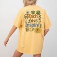 Teacher Inspire Love Women's Comfort Colors T-Shirt Back Print Mustard