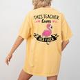 This Teacher Loves Her Flock Cute Flamingo Teacher Women's Comfort Colors T-Shirt Back Print Mustard This Teacher Loves Her Flock Cute Flamingo Teacher Women's Comfort Colors T-Shirt Back Print Mustard
