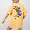 Teacher Shirt Giraffe Holding Books Bookworm Librarian Women's Comfort Colors T-Shirt Back Print Mustard Teacher Shirt Giraffe Holding Books Bookworm Librarian Women's Comfort Colors T-Shirt Back Print Mustard