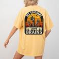 Teacher All Teachers Love Brains Halloween Women's Comfort Colors T-Shirt Back Print Mustard Teacher All Teachers Love Brains Halloween Women's Comfort Colors T-Shirt Back Print Mustard