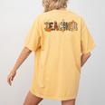 Teacher Thanksgiving Women Autumn Fall Halloween Pumpkin Tee Women's Comfort Colors T-Shirt Back Print Mustard