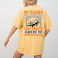 My Teacher Was Wrong I Get Paid To Stare Out The Window Women's Comfort Colors T-Shirt Back Print Mustard