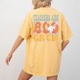 Teachers Aide Boo Crew Ghost Groovy Halloween For Women Women's Comfort Colors T-Shirt Back Print Mustard