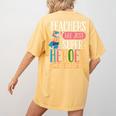 Teachers Are Just Superheroes In Disguise Back To School Women's Comfort Colors T-Shirt Back Print Mustard