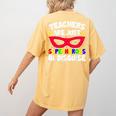 Teachers Are Just Superheroes In Disguise School Women's Comfort Colors T-Shirt Back Print Mustard
