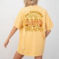 All Teachers Love Brains School Halloween Costume Women's Comfort Colors T-Shirt Back Print Mustard