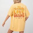 All Teachers Love Brains Shirt Halloween Teacher Women's Comfort Colors T-Shirt Back Print Mustard All Teachers Love Brains Shirt Halloween Teacher Women's Comfort Colors T-Shirt Back Print Mustard