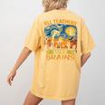 All Teachers Love Brains Shirt Teacher Halloween Tee Women's Comfort Colors T-Shirt Back Print Mustard