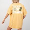 Teachers Love Brains Zombie Halloween Hilarious Women's Comfort Colors T-Shirt Back Print Mustard Teachers Love Brains Zombie Halloween Hilarious Women's Comfort Colors T-Shirt Back Print Mustard