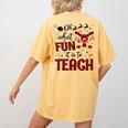 Teachers Oh What Fun It Is To Teach Cute Red Plaid Reindeer Women's Comfort Colors T-Shirt Back Print Mustard Teachers Oh What Fun It Is To Teach Cute Red Plaid Reindeer Women's Comfort Colors T-Shirt Back Print Mustard