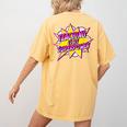 Teaching Is My Superpower Retro Comic Super Teacher Women's Comfort Colors T-Shirt Back Print Mustard