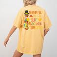Thankful For My 4th Grade Turkey Thanksgiving Turkey Teacher Women's Comfort Colors T-Shirt Back Print Mustard