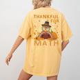 Thankful Math Turkey Teacher Happy Thanksgiving Women's Comfort Colors T-Shirt Back Print Mustard