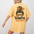 Thanksgiving Shirt Teacher Women Messy Bun Thankful Teacher Women's Comfort Colors T-Shirt Back Print Mustard Thanksgiving Shirt Teacher Women Messy Bun Thankful Teacher Women's Comfort Colors T-Shirt Back Print Mustard
