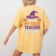 This Is My Tired Teacher Costume Halloween Premium Tri-Blend Women's Comfort Colors T-Shirt Back Print Mustard