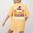 Tired Teacher Costume For Humor Halloween Women's Comfort Colors T-Shirt Back Print Mustard Tired Teacher Costume For Humor Halloween Women's Comfort Colors T-Shirt Back Print Mustard