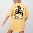 History Teacher Messy Bun Life Hair Glasses Women's Comfort Colors T-Shirt Back Print Mustard History Teacher Messy Bun Life Hair Glasses Women's Comfort Colors T-Shirt Back Print Mustard