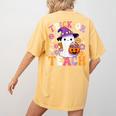 Trick Or Teach Groovy Teacher Ghost Halloween Teacher Women's Comfort Colors T-Shirt Back Print Mustard Trick Or Teach Groovy Teacher Ghost Halloween Teacher Women's Comfort Colors T-Shirt Back Print Mustard