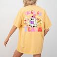Trick Or Teach Halloween Teacher Floral Ghost Groovy Women's Comfort Colors T-Shirt Back Print Mustard Trick Or Teach Halloween Teacher Floral Ghost Groovy Women's Comfort Colors T-Shirt Back Print Mustard