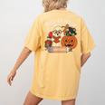 Trick Or Teach Retro Halloween Teacher Women Men Costume Women's Comfort Colors T-Shirt Back Print Mustard Trick Or Teach Retro Halloween Teacher Women Men Costume Women's Comfort Colors T-Shirt Back Print Mustard