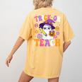 Trick Or Teach Teacher Ghost Teaching Fun Halloween Teacher Women's Comfort Colors T-Shirt Back Print Mustard Trick Or Teach Teacher Ghost Teaching Fun Halloween Teacher Women's Comfort Colors T-Shirt Back Print Mustard