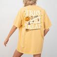 Trig Or Treat Shirt Halloween Math Teacher School College Men Women Kids Women's Comfort Colors T-Shirt Back Print Mustard