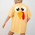 Turkey Face Halloween Costume Thanksgiving Teacher Nurse Women's Comfort Colors T-Shirt Back Print Mustard Turkey Face Halloween Costume Thanksgiving Teacher Nurse Women's Comfort Colors T-Shirt Back Print Mustard