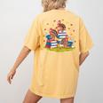Turkey Reading Books Fall Season Thanksgiving Teacher Book Women's Comfort Colors T-Shirt Back Print Mustard