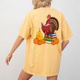Turkey Reading Books Fall Thanksgiving Teacher Book Women's Comfort Colors T-Shirt Back Print Mustard Turkey Reading Books Fall Thanksgiving Teacher Book Women's Comfort Colors T-Shirt Back Print Mustard