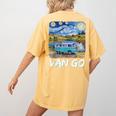 Van Go Retro Vanlife Art Teacher Women's Comfort Colors T-Shirt Back Print Mustard