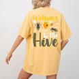 Welcome To The Hive Bee Teacher Back To School Women's Comfort Colors T-Shirt Back Print Mustard Welcome To The Hive Bee Teacher Back To School Women's Comfort Colors T-Shirt Back Print Mustard