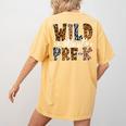 Wild About Pre-K Teacher Student First Day Of Kindergarten Women's Comfort Colors T-Shirt Back Print Mustard