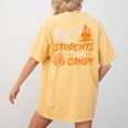 Will Trade Students For Candy Halloween Costume Teacher Women's Comfort Colors T-Shirt Back Print Mustard