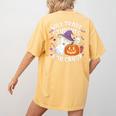 Will Trade Students For Candy Halloween Teacher Women's Comfort Colors T-Shirt Back Print Mustard Will Trade Students For Candy Halloween Teacher Women's Comfort Colors T-Shirt Back Print Mustard