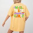 Will Trade Students For Candy Teacher Cute Halloween Costume Women's Comfort Colors T-Shirt Back Print Mustard
