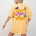 Will Trade Students For Donuts Halloween Teacher Women's Comfort Colors T-Shirt Back Print Mustard