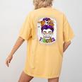 Witchy Teacher Halloween Messy Bun Teacher Bleached Women's Comfort Colors T-Shirt Back Print Mustard Witchy Teacher Halloween Messy Bun Teacher Bleached Women's Comfort Colors T-Shirt Back Print Mustard