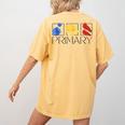 Women Art Teacher Back To School Artist Primary Color Theory Women's Comfort Colors T-Shirt Back Print Mustard