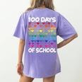 100 Days Of School Heart Love Teacher Or Student 100th Day Women's Comfort Colors T-Shirt Back Print Violet