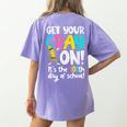 100th Day Of School Get Your Cray On Teacher Women's Comfort Colors T-Shirt Back Print Violet