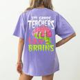 3rd Grade Teachers Love Brains Zombie Teacher Halloween Women's Comfort Colors T-Shirt Back Print Violet