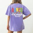 4th Grade Rocks ABCD Back To School Rock Teachers Women's Comfort Colors T-Shirt Back Print Violet 4th Grade Rocks ABCD Back To School Rock Teachers Women's Comfort Colors T-Shirt Back Print Violet