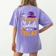 My 4th Grade Students Are a Treat Teacher Halloween Witch For Men Women Kids Women's Comfort Colors T-Shirt Back Print Violet My 4th Grade Students Are a Treat Teacher Halloween Witch For Men Women Kids Women's Comfort Colors T-Shirt Back Print Violet