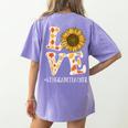 4th Grade Teacher Love Autumn Fall Sunflower Appreciation Women's Comfort Colors T-Shirt Back Print Violet