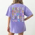 ABC Animals Alphabet Graphic Boys Girls Kindergarten Teacher Women's Comfort Colors T-Shirt Back Print Violet ABC Animals Alphabet Graphic Boys Girls Kindergarten Teacher Women's Comfort Colors T-Shirt Back Print Violet