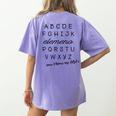 ABC Elemeno Shirt Alphabet Kindergarten Preschool Teacher Women's Comfort Colors T-Shirt Back Print Violet