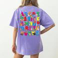 Alphabet Animals ABCs Zoo Kids Boys Girls Teacher Women's Comfort Colors T-Shirt Back Print Violet