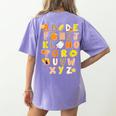 Alphabet Turkey Thanksgiving Costume Preschool Teacher Men Women Women's Comfort Colors T-Shirt Back Print Violet